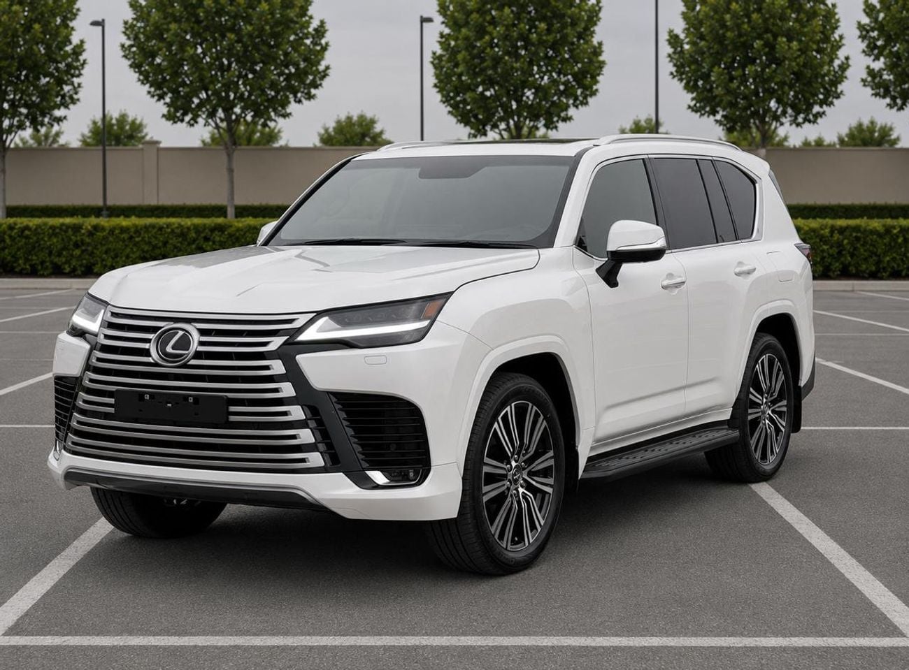 Lexus LX600 Lexus LX 600 twin turbo Model 2025 fuel petrol cylinder 6 white colour outside and interior orange