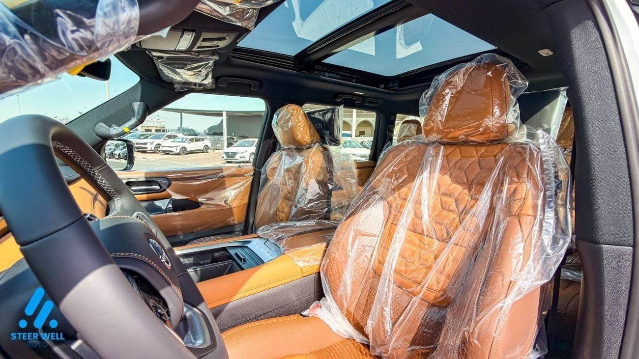 نيسان باترول LE Platinum 2026 | Twin-Turbo AWD | 9AT | Dual-Tone White & Black | Tan Interior | Height-Control