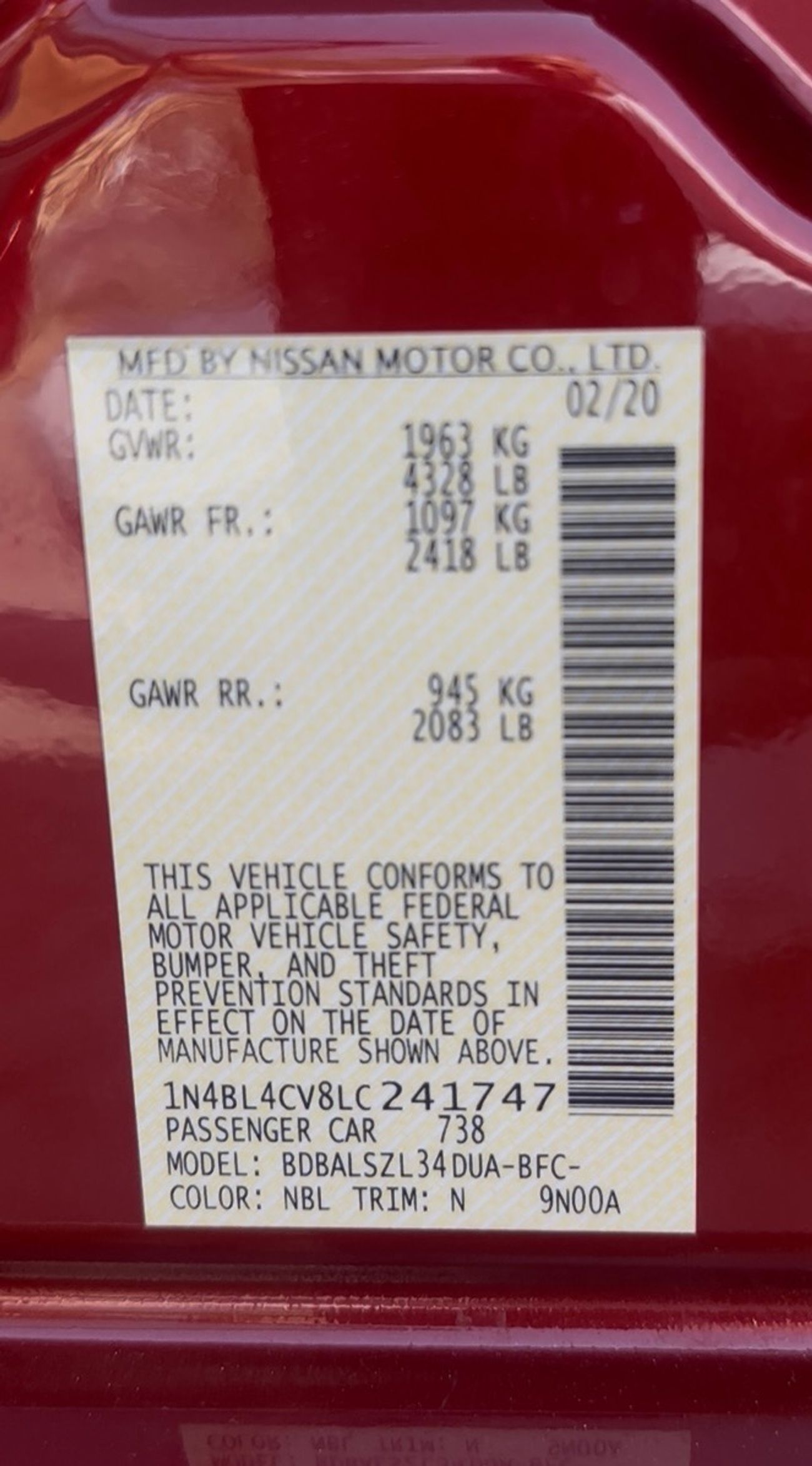 Nissan Altima 2.5L SR