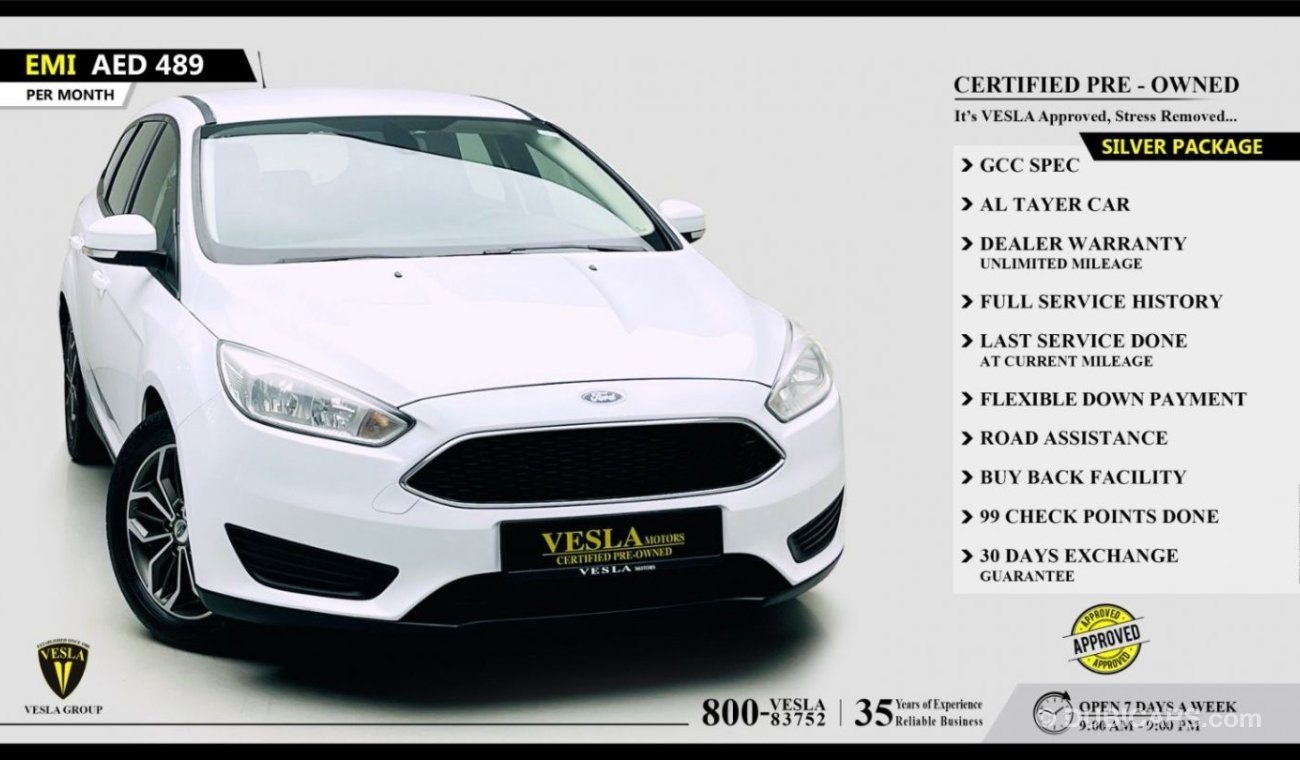Ford Focus SPORT LEATHER + ECOBOOST + NAVIGATION + ALLOY WHEELS / GCC / 2018 / UNLIMITED KMS WARRANTY / 489DHS