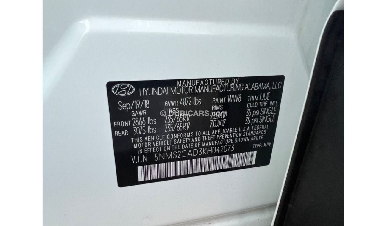 Hyundai Santa Fe 2019 SMART ENGINE UAE PASS USA IMPORTED