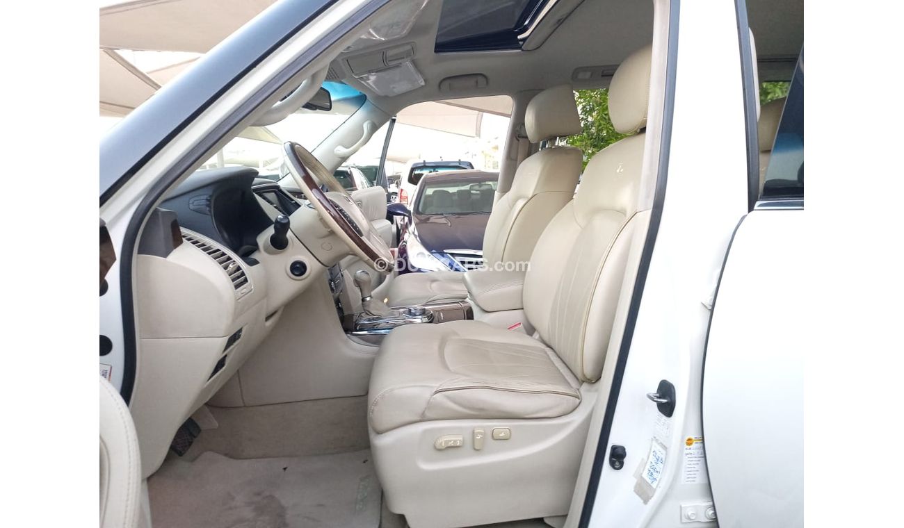 إنفينيتي QX56 خليجى موديل 2011 رادار خمس كاميرات فتحة جلد بصمه مثبت سرعة تحكم رنجات بحالة ممتازة