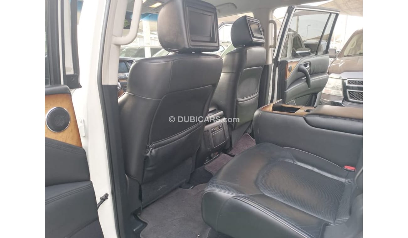 Infiniti QX56 Model 2011 imported, white color, leather opening, alloy wheels, sensors, speed stabilizer, in excel