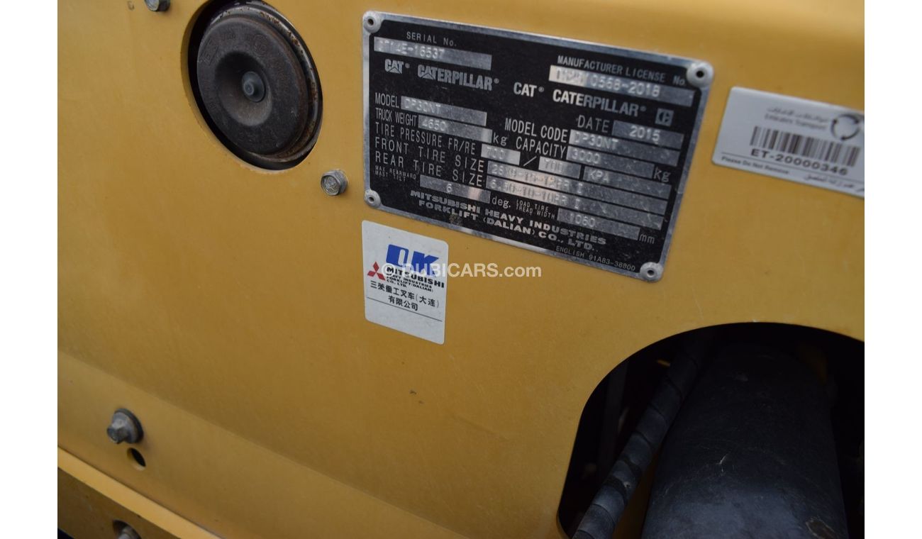 Toyota Fork lift Caterpillar DP30NT Forklift 3 Ton,model:2016. Only done 51 hrs