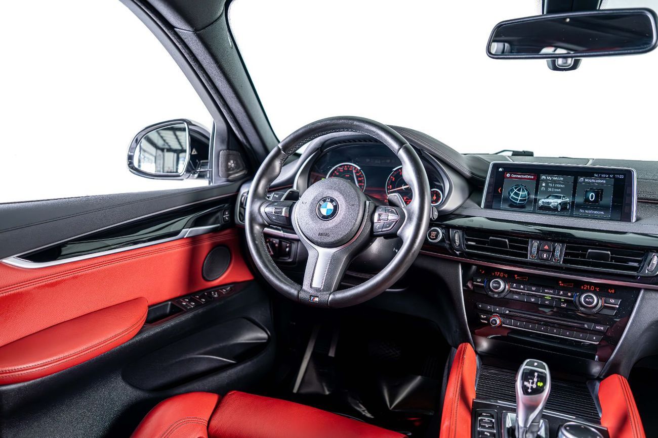 BMW X6 35i M Sport 3.0L X-Drive-MSport-GCC-Pearl White-Premium Red Leather Interior-M Sports Seats