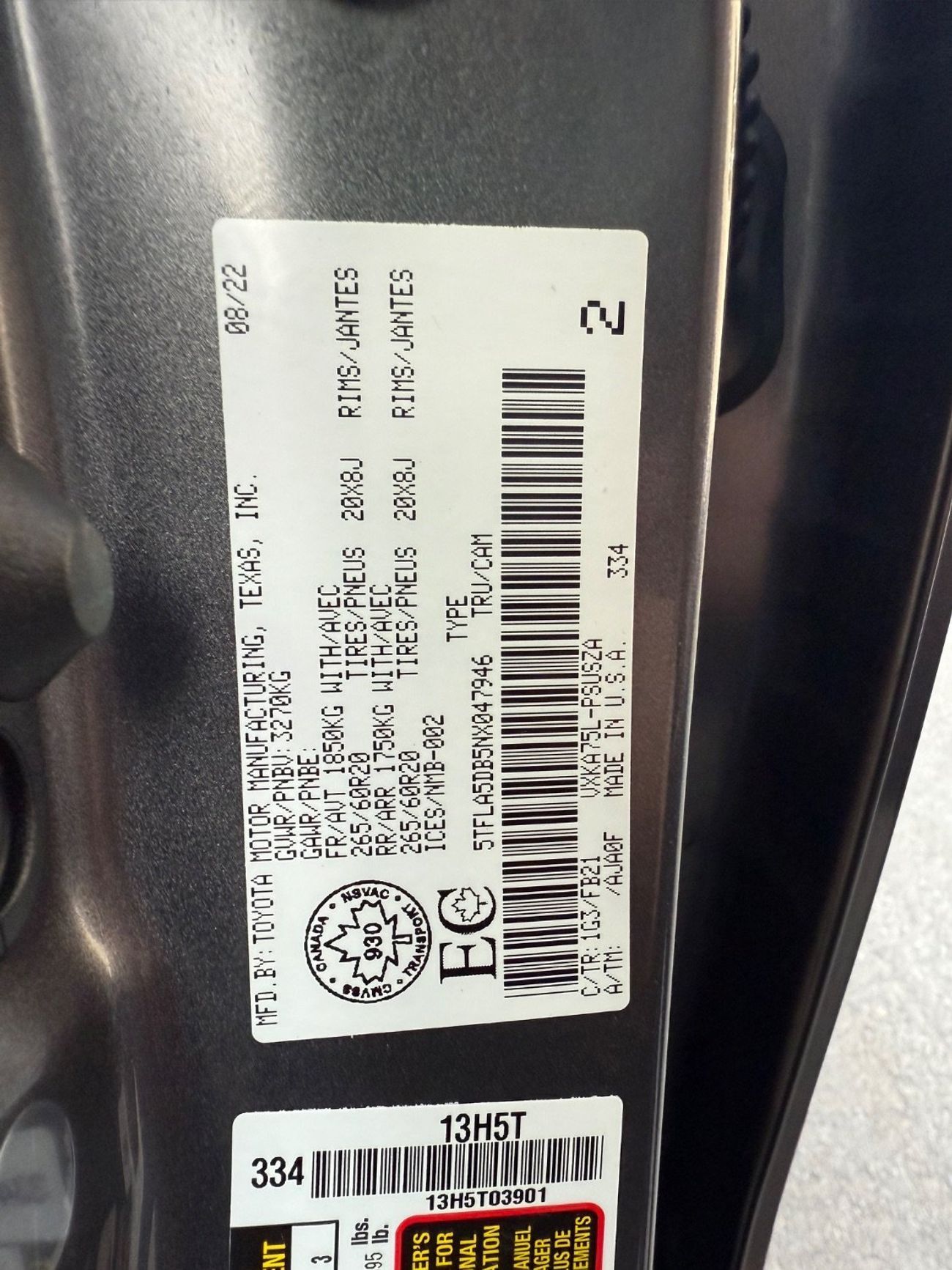 تويوتا تاندرا 2022 TRD SPORT TWIN TURBO 3.5 V6 CANADA SPEC