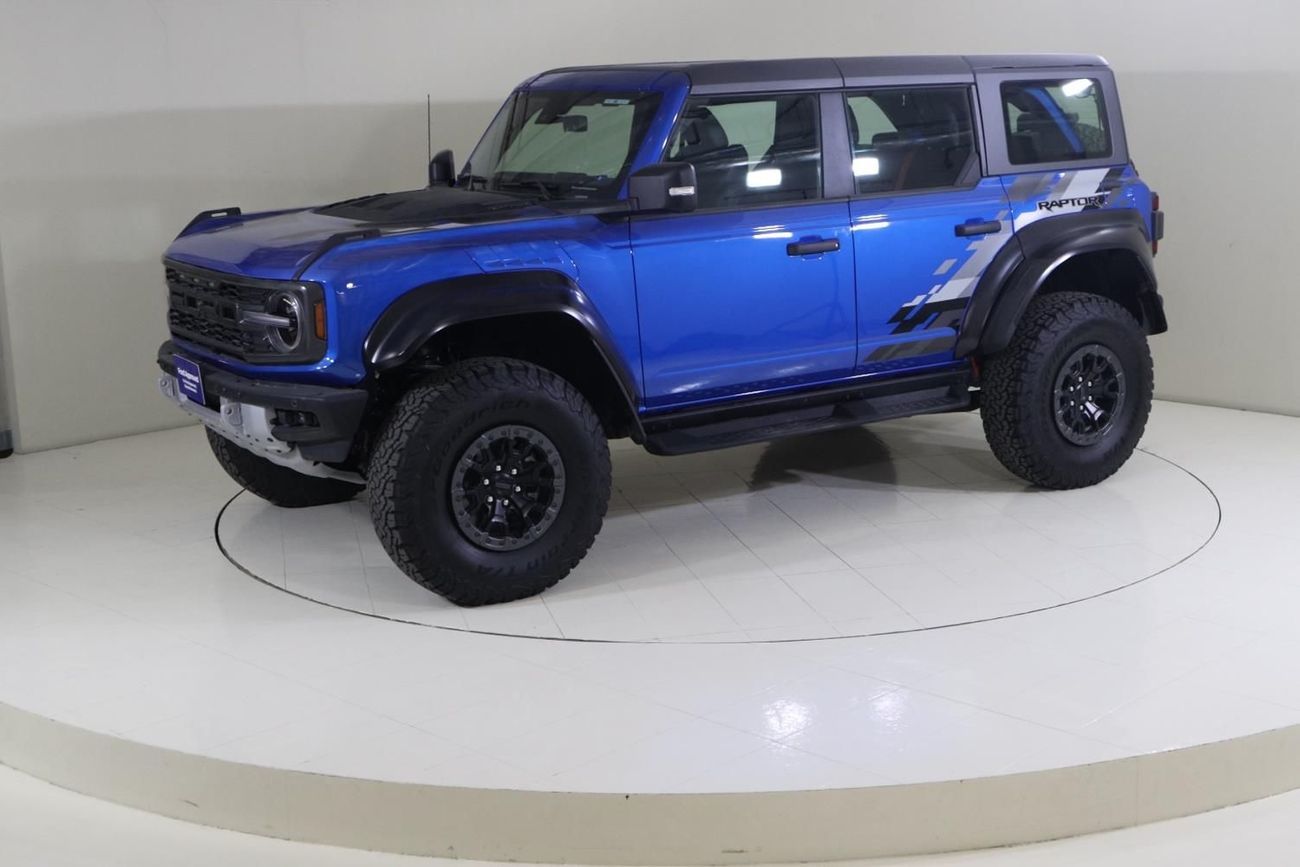 Ford Bronco Raptor B4D4925 BRONCO 4 DOORS RAPTOR 3.0L V6 ECOBOOST W/ ORANGE SBELTS BLACK/BLUE LTHR SSQTCH