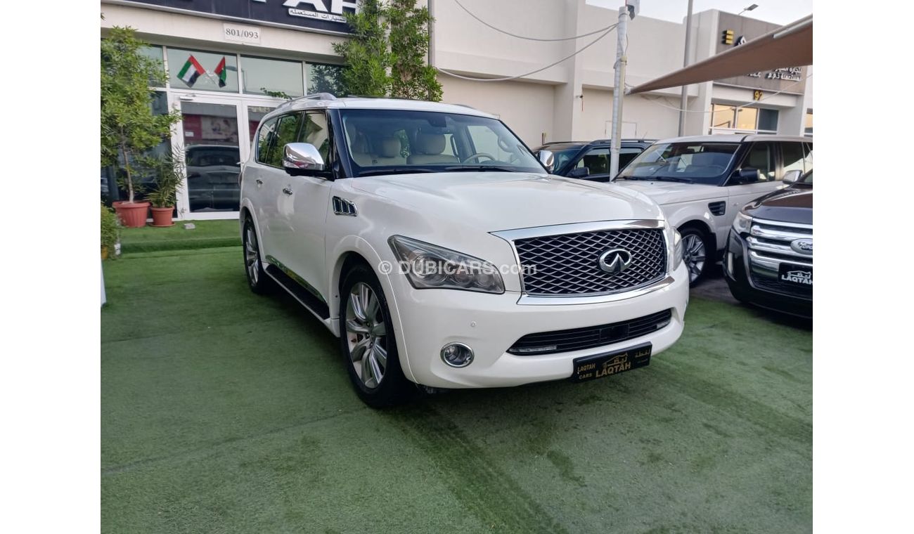 إنفينيتي QX56 خليجى موديل 2011 رادار خمس كاميرات فتحة جلد بصمه مثبت سرعة تحكم رنجات بحالة ممتازة