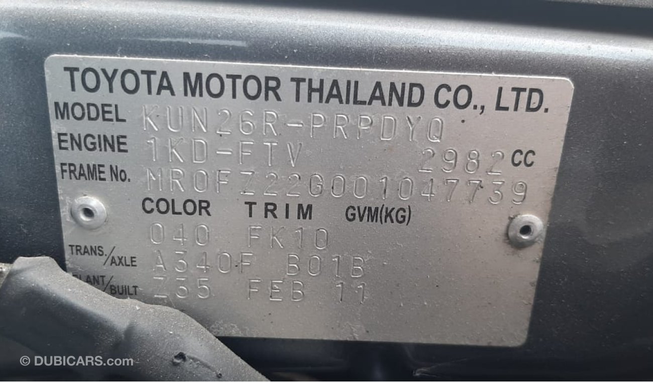 Toyota Hilux DIESEL 3.0L AUTOMATIC GEAR  RIGHT HAND DRIVE
