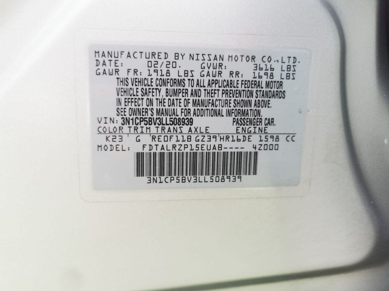 Nissan Kicks SV 1.6L