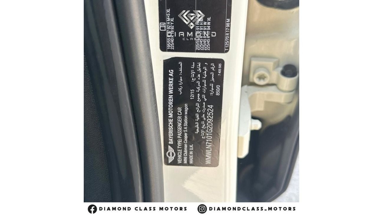 Mini Cooper Clubman Mini Cooper S  Clubman Head-Up Display  Full Option Panoramic  GCC 2016